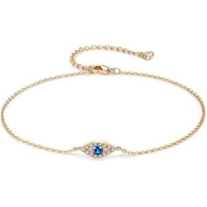 Ankle Bracelet,14K Gold Plated Tiny Bead Evil Eye